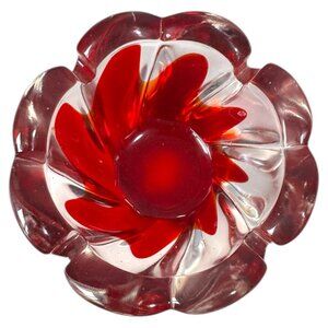 MID CENTURY VINTAGE ITALIAN MURANO RED ART‎ GLASS BOWL / ASHTRAY MCM 5" wide